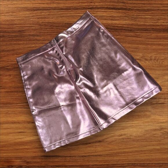 Art Class Rose Gold Pink Metallic Mini Skirt - Picture 2 of 4